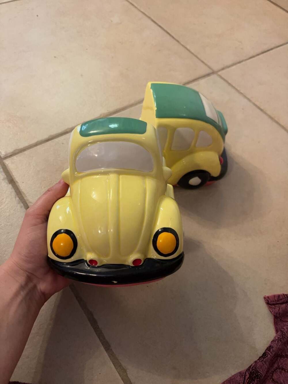 VW Volkswagen Beetle Bug Ceramic Yellow Book ends 1960's - Picture 2 of 6